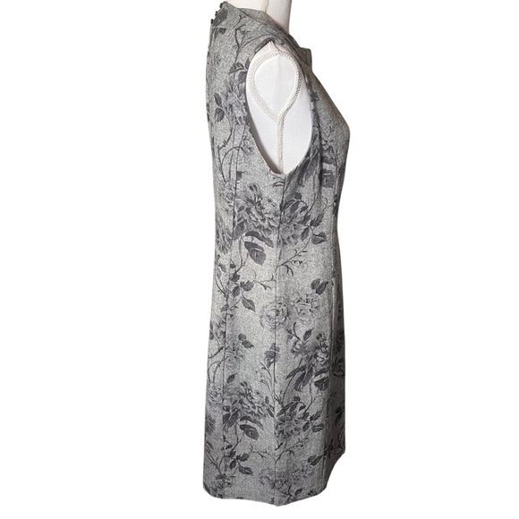 Talbots Wool Blend Grey Floral Roses Cowl Neck Sheath Dress Size 12 Classic NWT - Picture 10 of 15